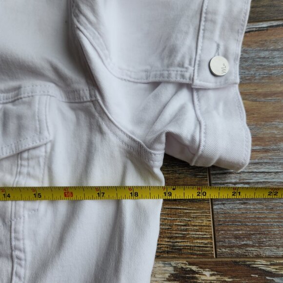 Wash Lab Puff Short Sleeve Denim Jacket Button-Up Pocket Stretch White - Picture 13 of 14